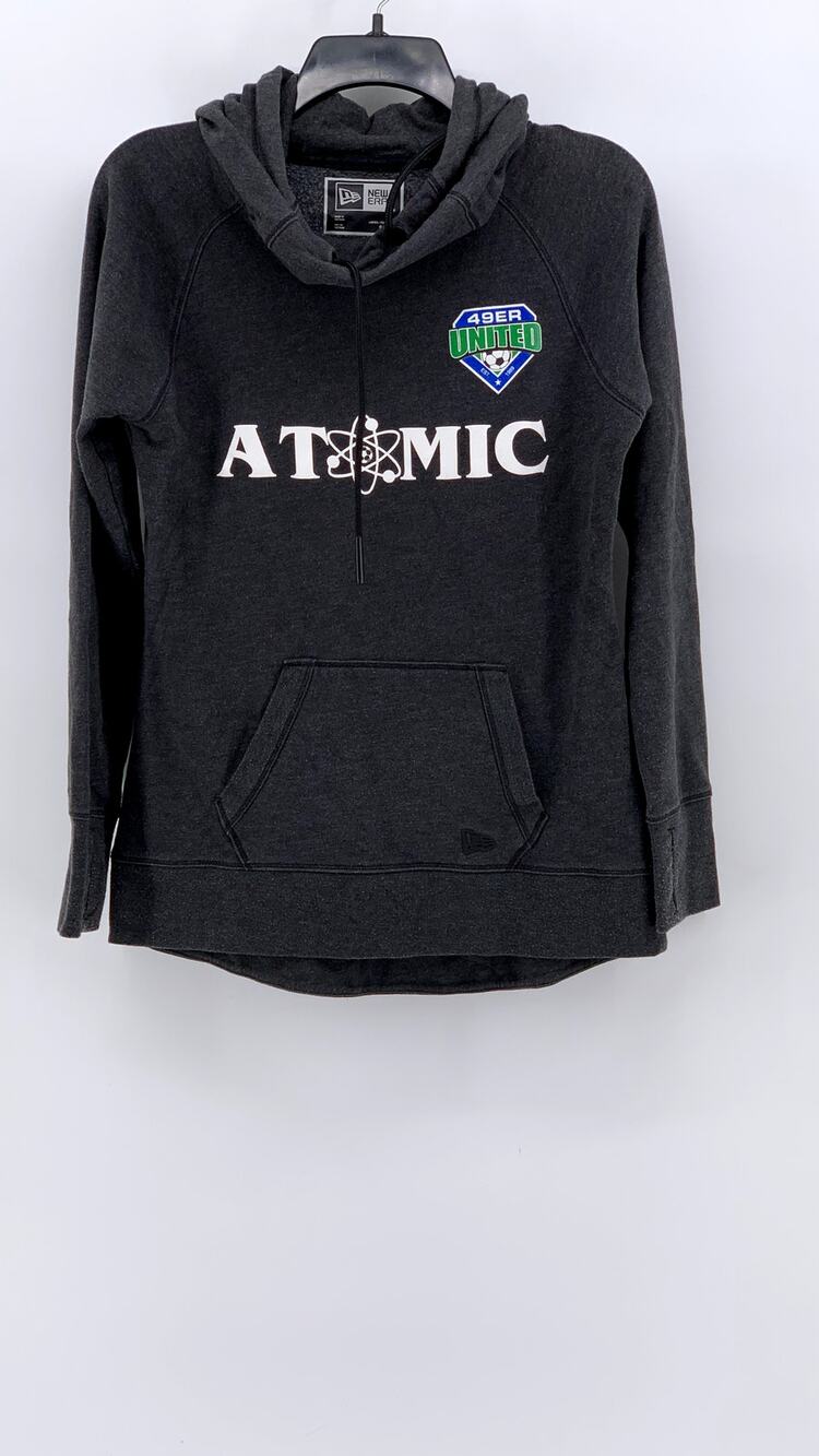 NEW ERA Women's Charcoal Gray Atomic Print Custom Casual Hoodie SZ S